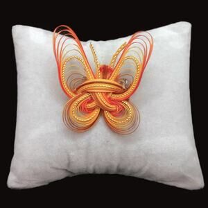 Vintage Bamboo Butterfly Brooch Quilled Pin Handmade Taiwan Abstract Insect 70's